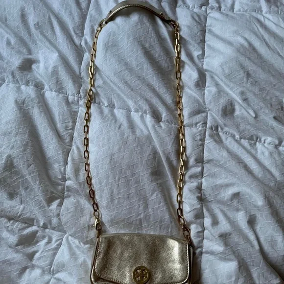Tory Burch Gold Chain Leather Crossbody Bag - Picture 2 of 5
